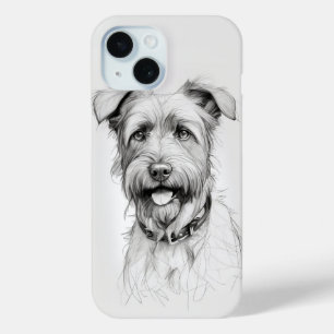 Schnauzer Portrait Pencil Sketch iPhone 15 Case