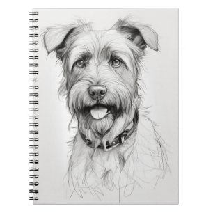 Schnauzer Portrait Pencil Sketch Notebook