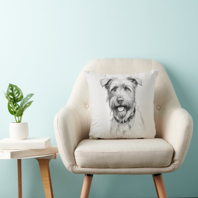 Schnauzer Portrait Sketch Cushion (Chair)