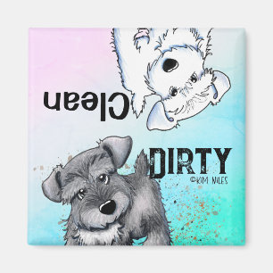 Schnauzer Pup Clean Dirty Dishwasher Magnet