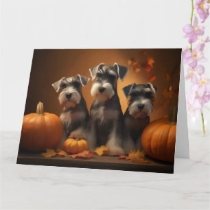 Schnauzer Puppy Autumn Delight Pumpkin  Card