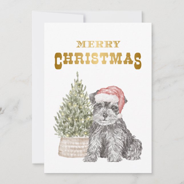 Schnauzer Puppy Christmas Card (Front)