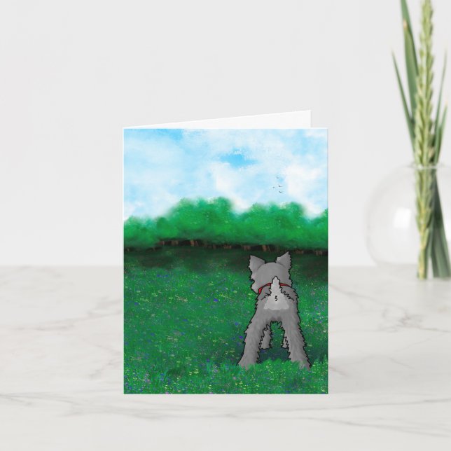 Schnauzer Puppy Fluffybutt Card (Front)
