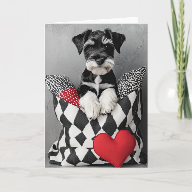 Schnauzer Puppy Valentine Card (Front)