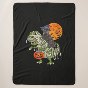 Schnauzer Riding Mummy Halloween Dinosaur Sherpa Blanket