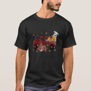 Schnauzer Riding Truck Pumpkin Autumn Leaves Fall T-Shirt