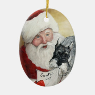 Schnauzer &Santa's List Dog Art Christmas Ornament
