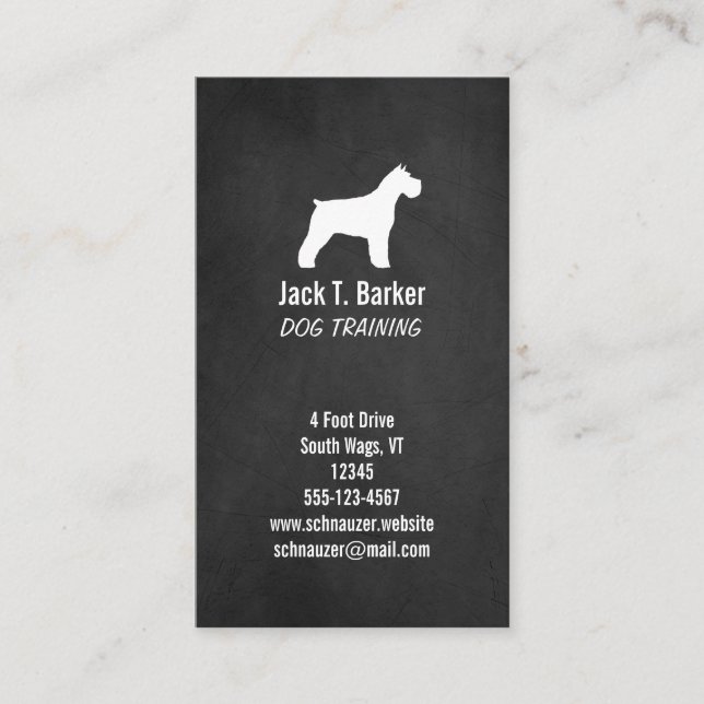 Schnauzer Silhouette - Chalkboard Style Business Card (Front)