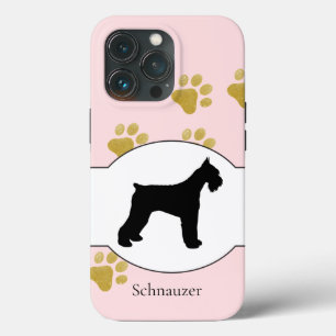 Schnauzer Silhouette Faux Glitter Pawprints Case-M iPhone 13 Pro Case