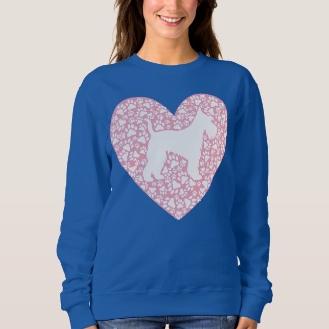 Schnauzer Silhouette Heart Paws Adorable Sweatshirt (Front)