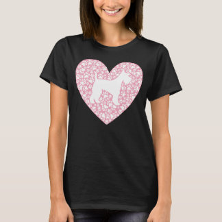 Schnauzer Silhouette Heart Paws Adorable T-Shirt