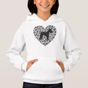 Schnauzer Silhouette Heart Paws Print - Dog Lover