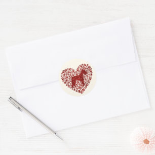 Schnauzer Silhouette Heart Paws Print - Dog Lover Classic Round Sticker