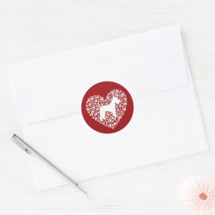 Schnauzer Silhouette Heart Paws Print - Dog Lover Classic Round Sticker