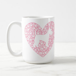 Schnauzer Silhouette Heart Paws Print - Dog Lover Coffee Mug