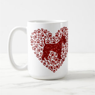 Schnauzer Silhouette Heart Paws Print - Dog Lover Coffee Mug