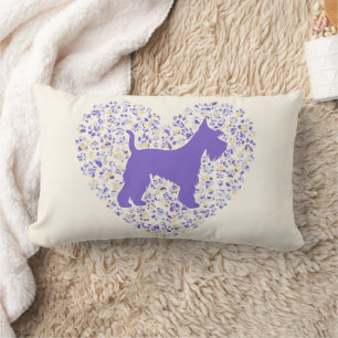 Schnauzer Silhouette Heart Paws Print - Dog Lover Lumbar Cushion