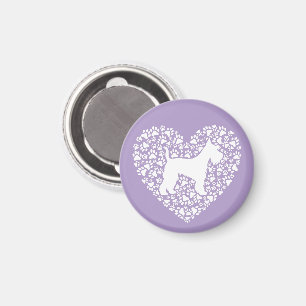 Schnauzer Silhouette Heart Paws Print - Dog Lover Magnet