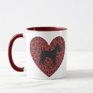Schnauzer Silhouette Heart Paws Print - Dog Lover Mug