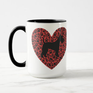 Schnauzer Silhouette Heart Paws Print - Dog Lover Mug