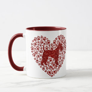 Schnauzer Silhouette Heart Paws Print - Dog Lover Mug