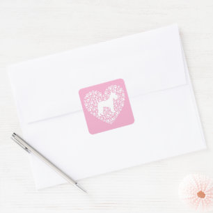 Schnauzer Silhouette Heart Paws Print - Dog Lover Square Sticker