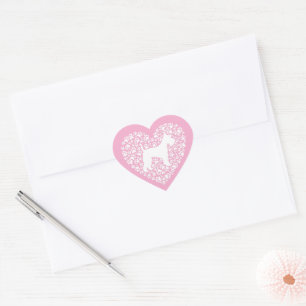 Schnauzer Silhouette Heart Paws Print - Dog Lover Sticker