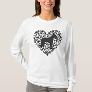 Schnauzer Silhouette Heart Paws Print - Dog Lover T-Shirt