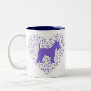 Schnauzer Silhouette Heart Paws Print - Dog Lover Two-Tone Coffee Mug