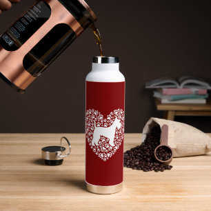 Schnauzer Silhouette Heart Paws Print - Dog Lover Water Bottle