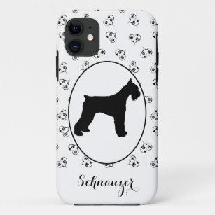 Schnauzer Silhouette Hearts and Paw Prints Case-Mate iPhone Case