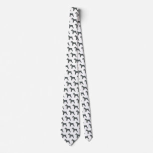 Schnauzer Silhouette Yellow & Blk Grid White Tie