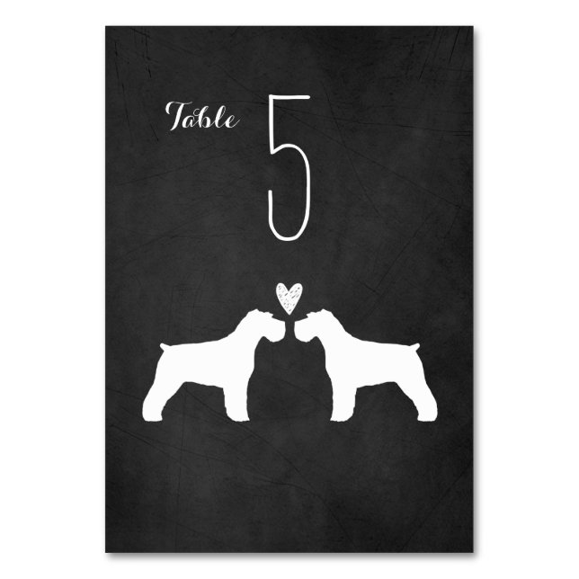 Schnauzer Silhouettes Dog Wedding Reception Table Number (Front)