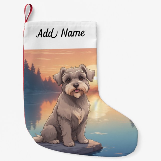 Schnauzer  small christmas stocking (Front)