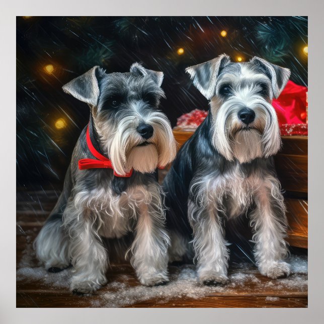 Schnauzer Snowy Sleigh Christmas Decor  (Front)