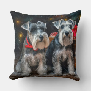 Schnauzer Snowy Sleigh Christmas Decor Cushion