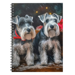 Schnauzer Snowy Sleigh Christmas Decor Notebook
