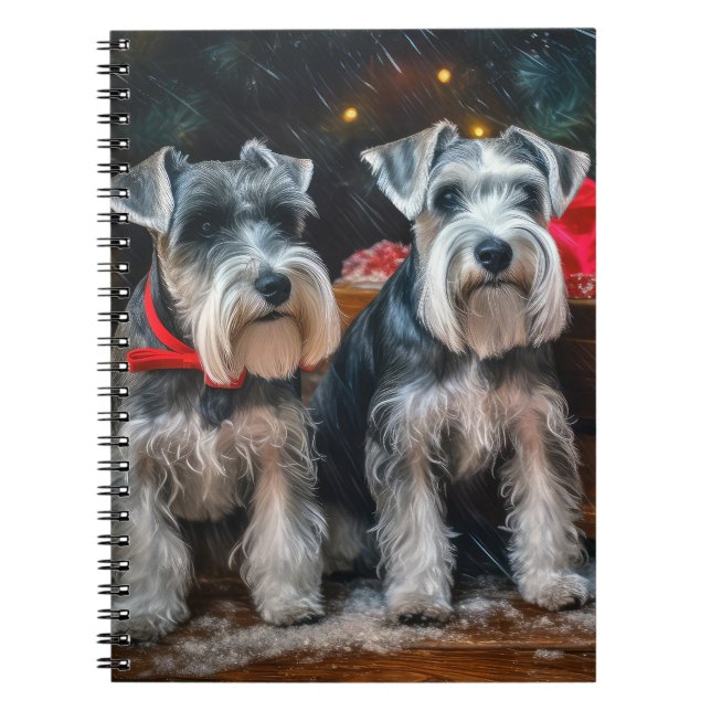 Schnauzer Snowy Sleigh Christmas Decor  Notebook (Front)