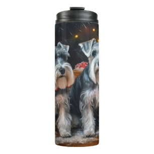 Schnauzer Snowy Sleigh Christmas Decor Thermal Tumbler