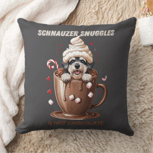 Schnauzer Snuggles & Hot Chocolate Cushion