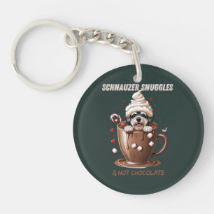 Schnauzer Snuggles & Hot Chocolate Key Ring