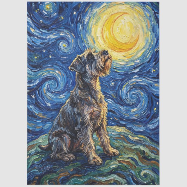 Schnauzer Starry Night Decoupage Tissue Paper (Front)