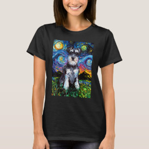 Schnauzer Starry Night Impressionist Dog Art by Aj T-Shirt