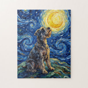 Schnauzer Starry Night Painting Jigsaw Puzzle