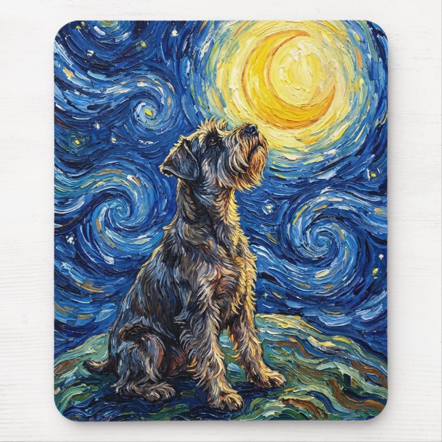 Schnauzer Starry Night Painting Mouse Pad (Front)