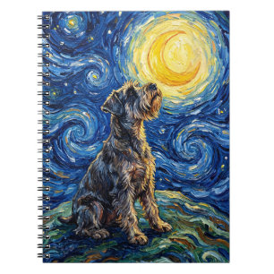 Schnauzer Starry Night Painting Notebook
