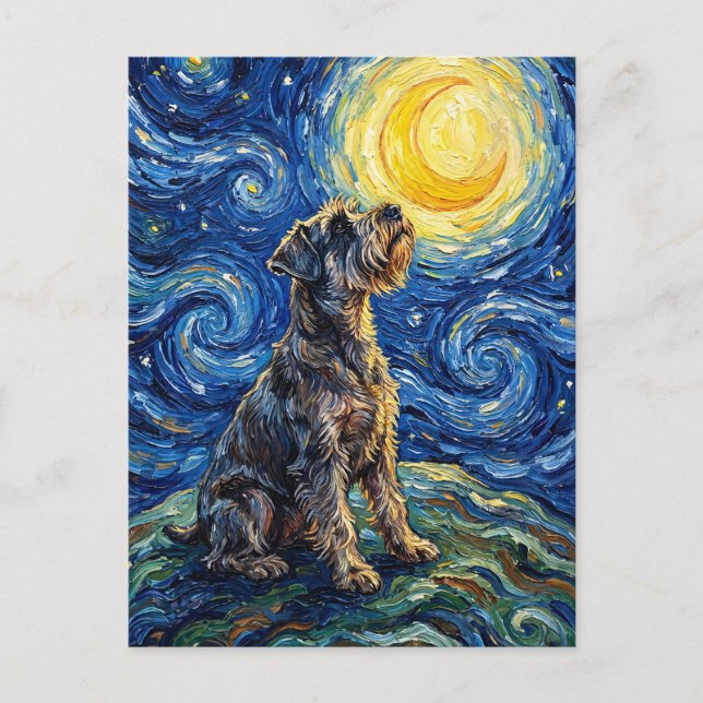 Schnauzer Starry Night Painting Postcard (Front)