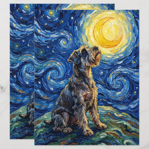 Schnauzer Starry Night Scrapbook Paper