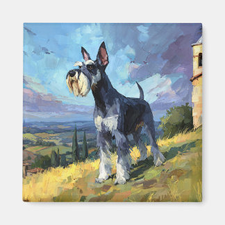 Schnauzer Sunlit Countryside Landscape Art Magnet