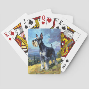 Schnauzer Sunlit Countryside Landscape Art Playing Cards